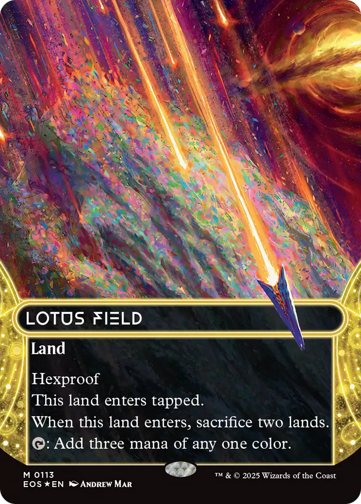 Lotus Field (0113) (Borderless) (Galaxy Foil) [Edge of Eternities: Stellar Sights] | PLUS EV GAMES 