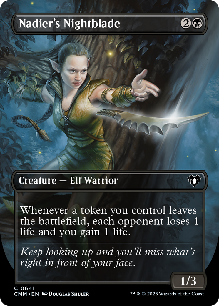 Nadier's Nightblade (Borderless Alternate Art) [Commander Masters] | PLUS EV GAMES 