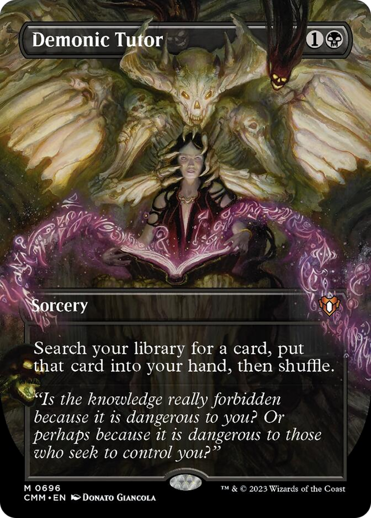 Demonic Tutor (Borderless Alternate Art) [Commander Masters] | PLUS EV GAMES 