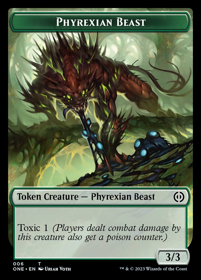 Rebel // Phyrexian Beast Double-Sided Token [Phyrexia: All Will Be One Tokens] | PLUS EV GAMES 