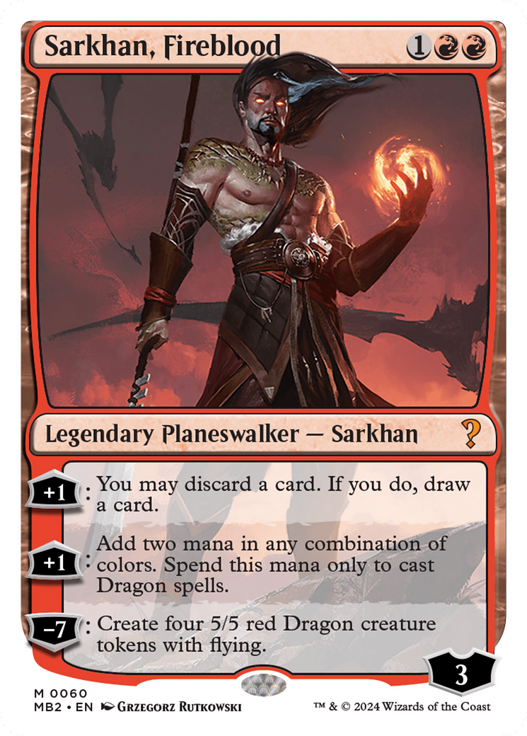 Sarkhan, Fireblood (White Border) [Mystery Booster 2] | PLUS EV GAMES 