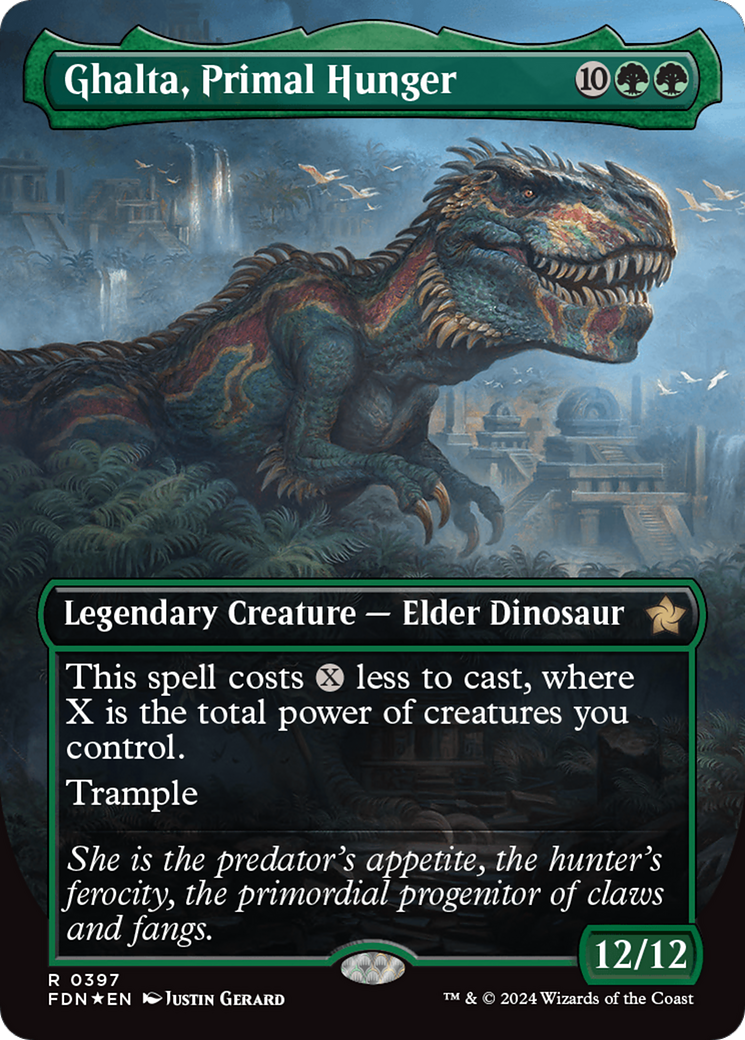 Ghalta, Primal Hunger (Borderless) (Mana Foil) [Foundations] | PLUS EV GAMES 