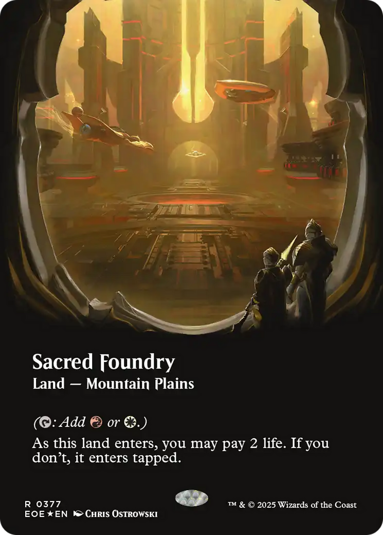 Sacred Foundry (Borderless) (Galaxy Foil) [Edge of Eternities] | PLUS EV GAMES 