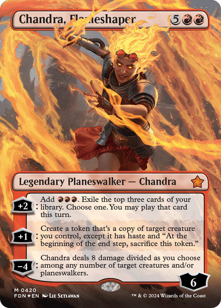 Chandra, Flameshaper (Borderless) (Mana Foil) [Foundations] | PLUS EV GAMES 