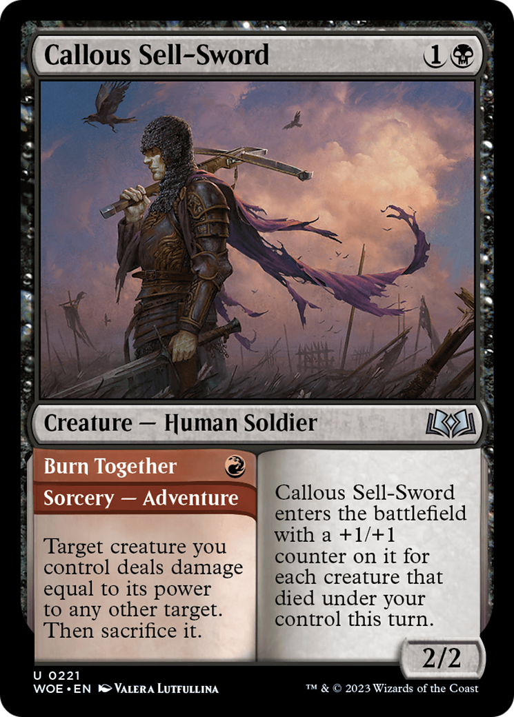 Callous Sell-Sword // Burn Together [Wilds of Eldraine] | PLUS EV GAMES 