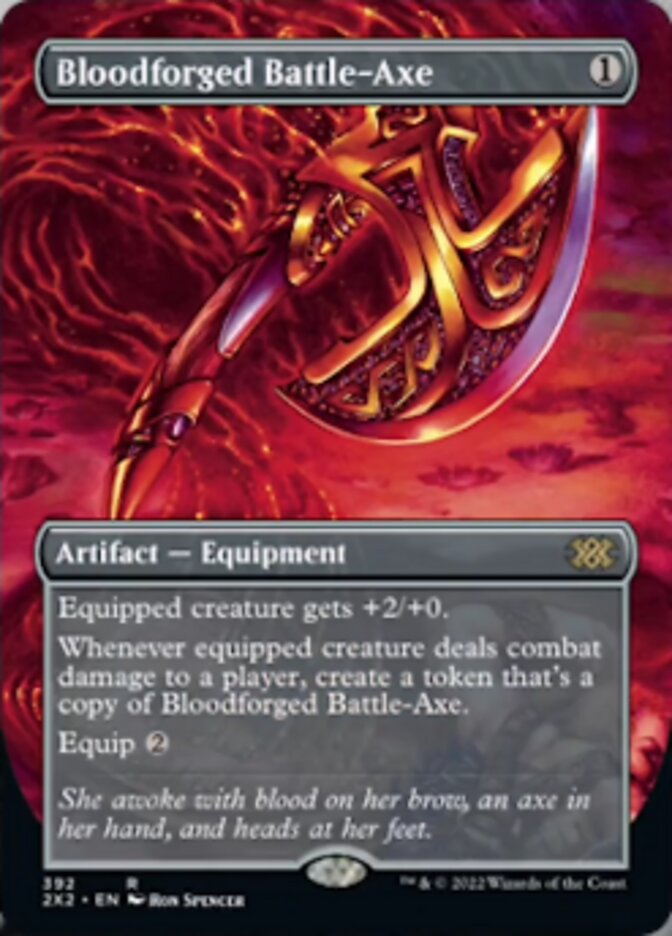 Bloodforged Battle-Axe (Borderless Alternate Art) [Double Masters 2022] | PLUS EV GAMES 