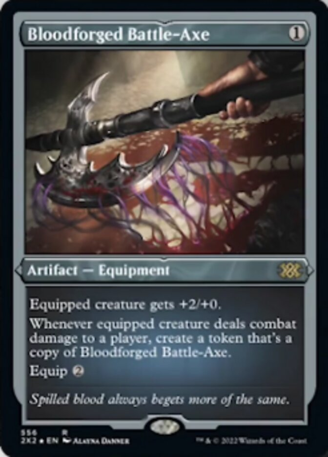 Bloodforged Battle-Axe (Foil Etched) [Double Masters 2022] | PLUS EV GAMES 