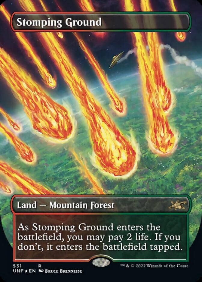 Stomping Ground (Borderless) (Galaxy Foil) [Unfinity] | PLUS EV GAMES 