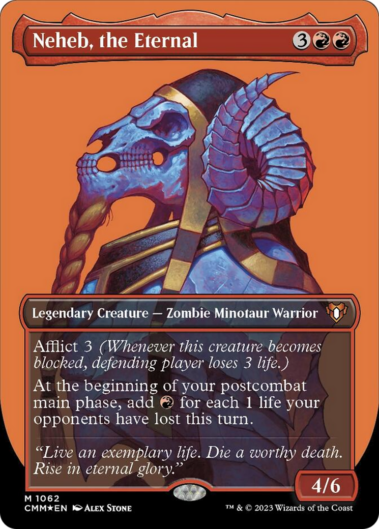 Neheb, the Eternal (Borderless Textured Foil Frame Break) [Commander Masters] | PLUS EV GAMES 