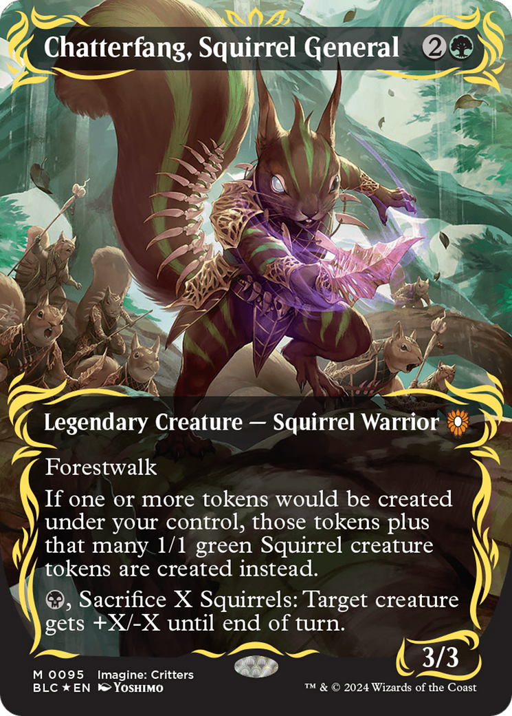 Chatterfang, Squirrel General (Borderless) (Raised Foil) [Bloomburrow Commander] | PLUS EV GAMES 