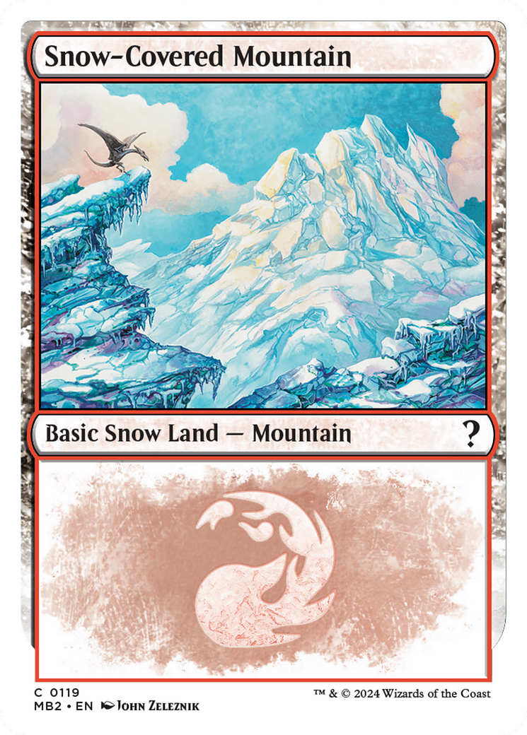 Snow-Covered Mountain (White Border) [Mystery Booster 2] | PLUS EV GAMES 