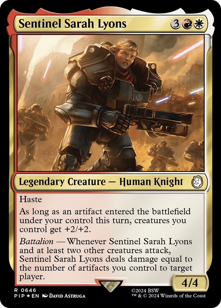 Sentinel Sarah Lyons (Surge Foil) [Fallout] | PLUS EV GAMES 