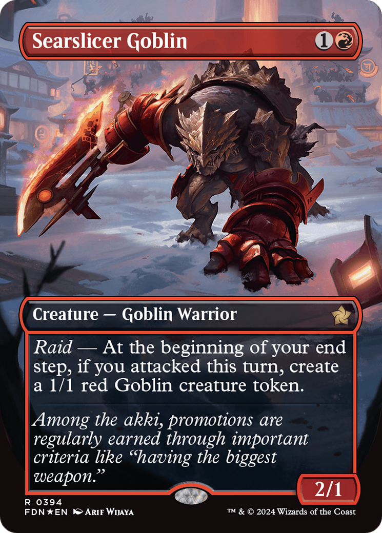 Searslicer Goblin (Borderless) (Mana Foil) [Foundations] | PLUS EV GAMES 