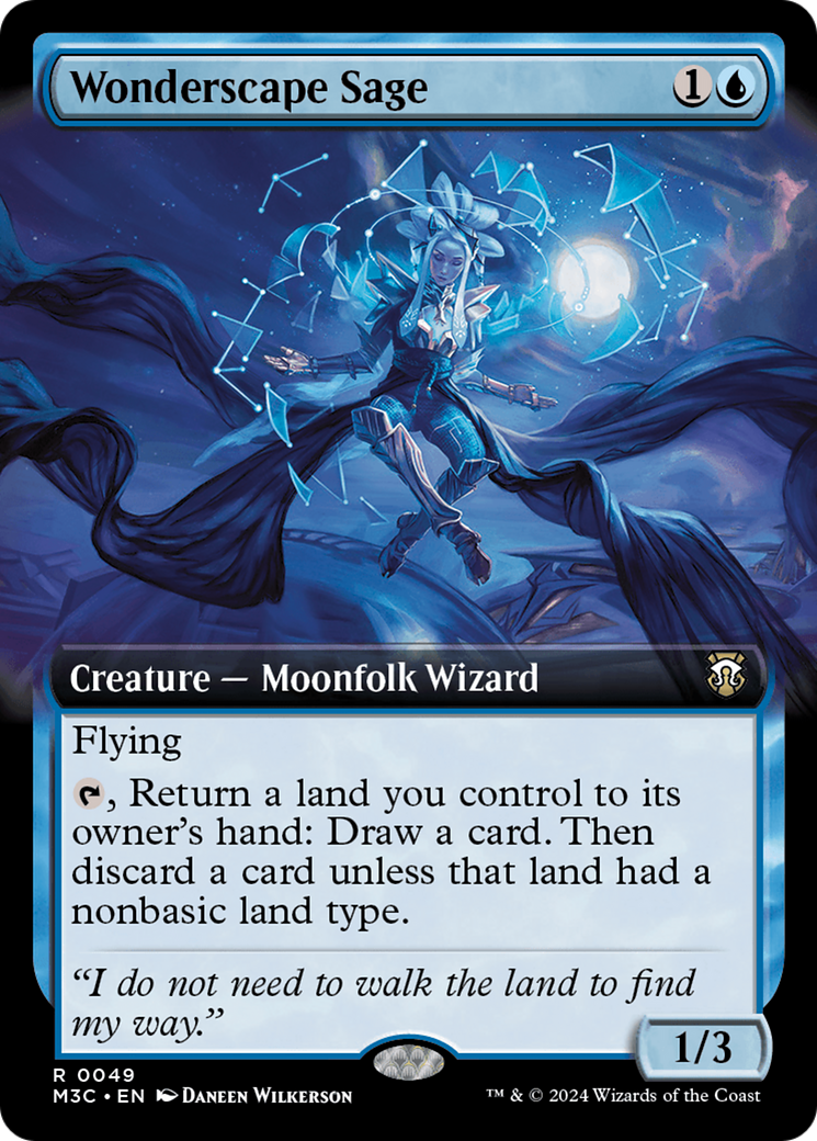 Wonderscape Sage (Extended Art) (Ripple Foil) [Modern Horizons 3 Commander] | PLUS EV GAMES 