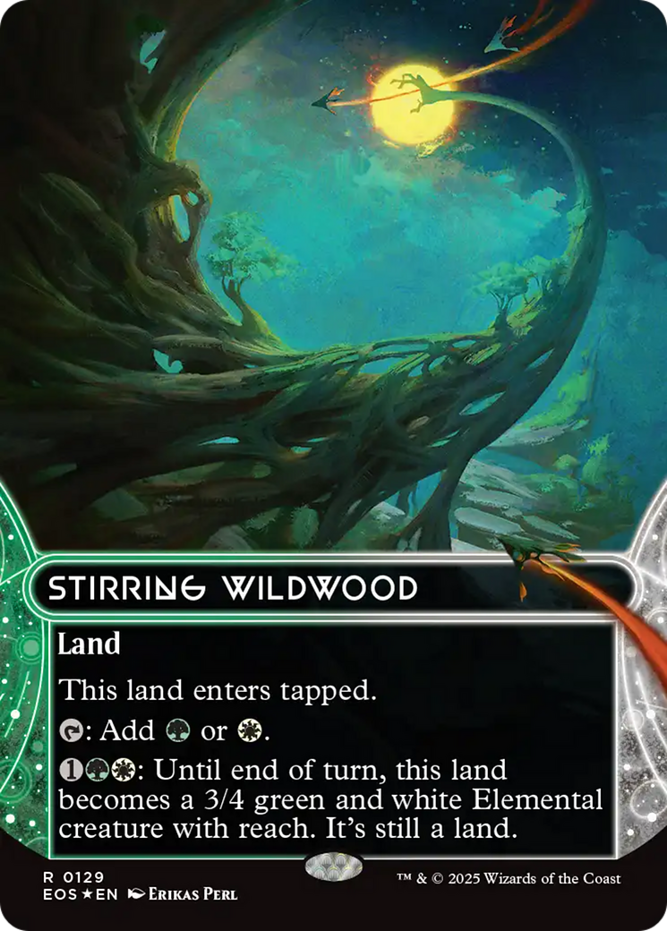 Stirring Wildwood (0129) (Borderless) (Galaxy Foil) [Edge of Eternities: Stellar Sights] | PLUS EV GAMES 