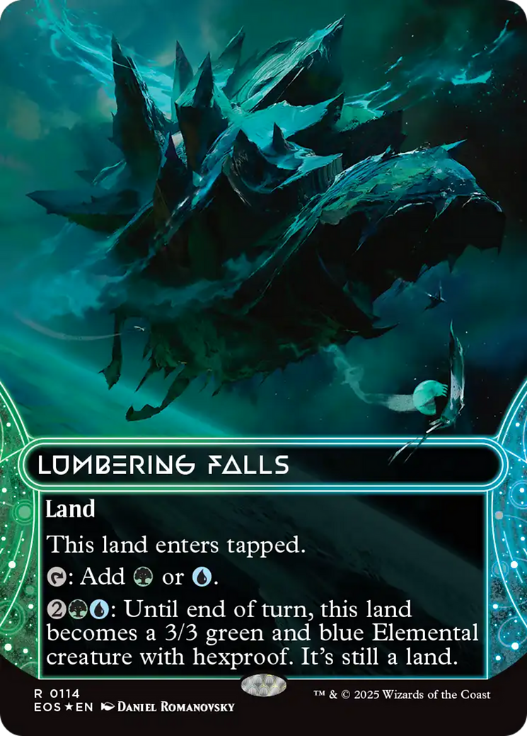 Lumbering Falls (0114) (Borderless) (Galaxy Foil) [Edge of Eternities: Stellar Sights] | PLUS EV GAMES 