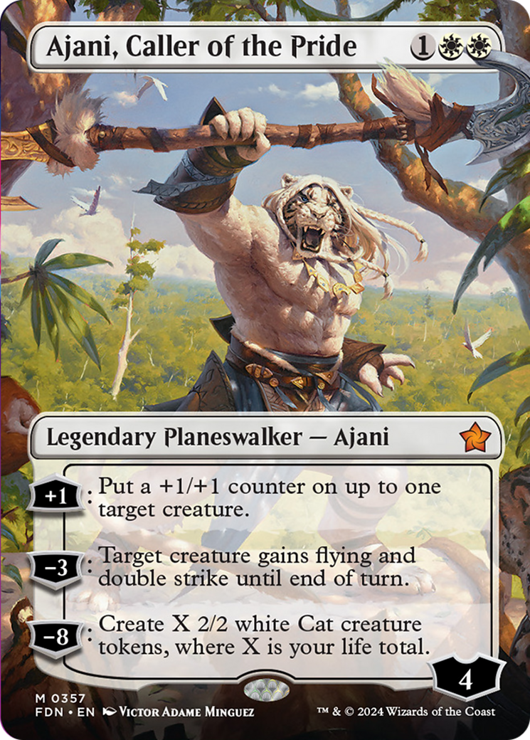 Ajani, Caller of the Pride (Borderless) [Foundations] | PLUS EV GAMES 