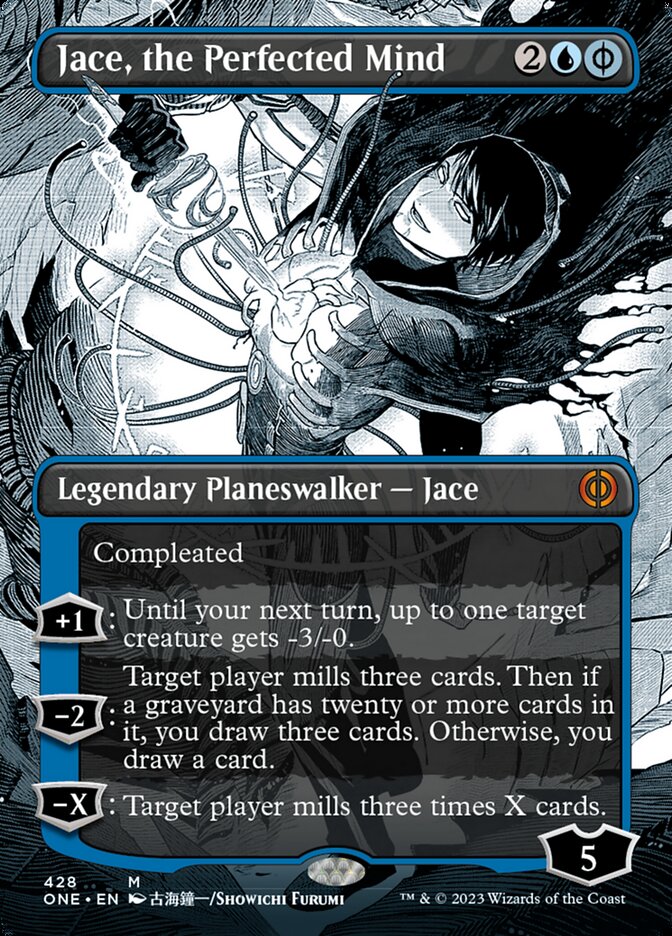 Jace, the Perfected Mind (Borderless Manga Step-and-Compleat Foil) [Phyrexia: All Will Be One] | PLUS EV GAMES 