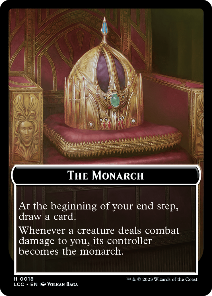 The Monarch // Dinosaur Double-Sided Token [The Lost Caverns of Ixalan Commander Tokens] | PLUS EV GAMES 