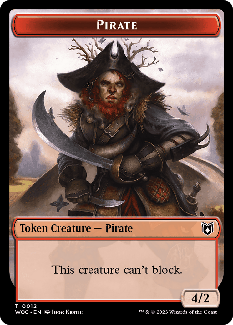 Pirate // Human Soldier Double-Sided Token [Wilds of Eldraine Commander Tokens] | PLUS EV GAMES 