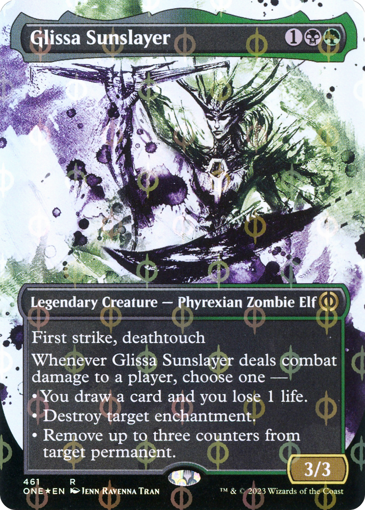 Glissa Sunslayer (Borderless Ichor Step-and-Compleat Foil) [Phyrexia: All Will Be One] | PLUS EV GAMES 