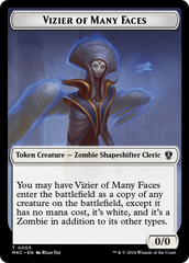 Vizier of Many Faces // Zombie Double-Sided Token [Murders at Karlov Manor Commander Tokens] | PLUS EV GAMES 