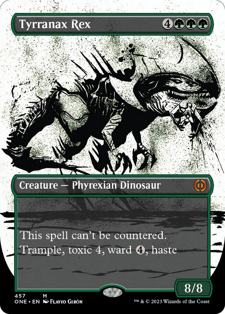 Tyrranax Rex (Borderless Ichor Step-and-Compleat Foil) [Phyrexia: All Will Be One] | PLUS EV GAMES 