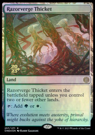 Razorverge Thicket [Phyrexia: All Will Be One Prerelease Promos] | PLUS EV GAMES 