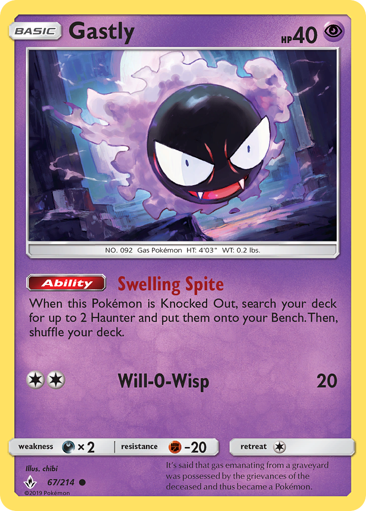 Gastly (67/214) [Sun & Moon: Unbroken Bonds] | PLUS EV GAMES 