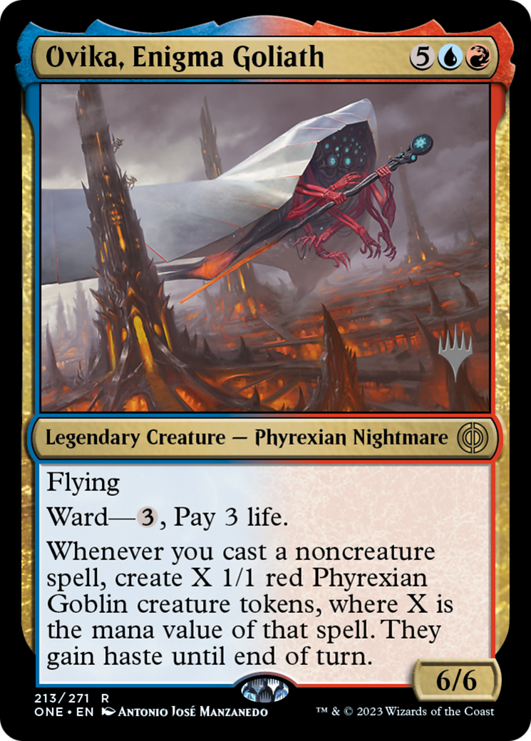 Ovika, Enigma Goliath (Promo Pack) [Phyrexia: All Will Be One Promos] | PLUS EV GAMES 