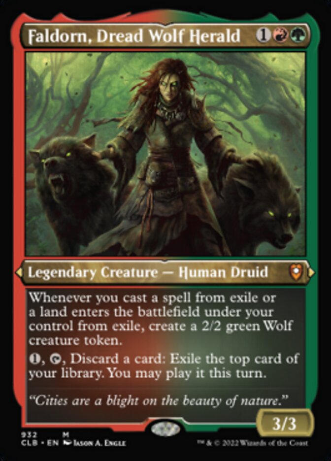 Faldorn, Dread Wolf Herald (Display Commander) (Foil Etched) [Commander Legends: Battle for Baldur's Gate] | PLUS EV GAMES 