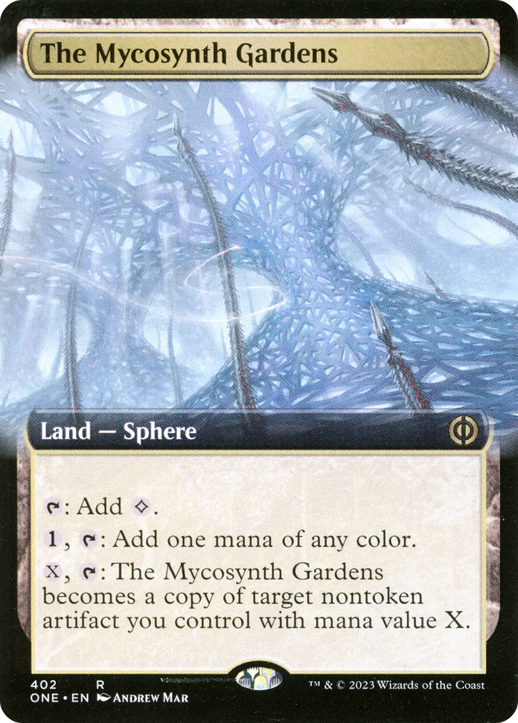 The Mycosynth Gardens (Extended Art) [Phyrexia: All Will Be One] | PLUS EV GAMES 