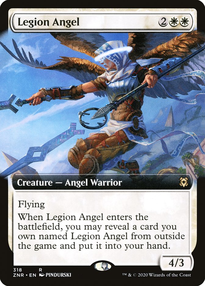 Legion Angel (Extended) [Zendikar Rising Extended Art] | PLUS EV GAMES 