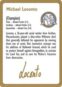1996 Michael Loconto Biography Card [World Championship Decks] | PLUS EV GAMES 
