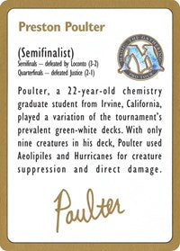 1996 Preston Poulter Biography Card [World Championship Decks] | PLUS EV GAMES 