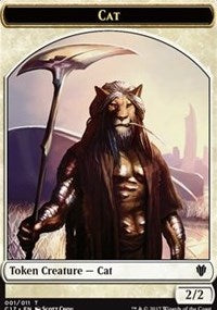 Cat (001) // Cat Warrior (008) Double-sided Token [Commander 2017 Tokens] | PLUS EV GAMES 