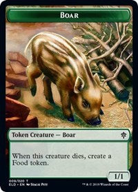 Boar // Food (15) Double-sided Token [Throne of Eldraine Tokens] | PLUS EV GAMES 