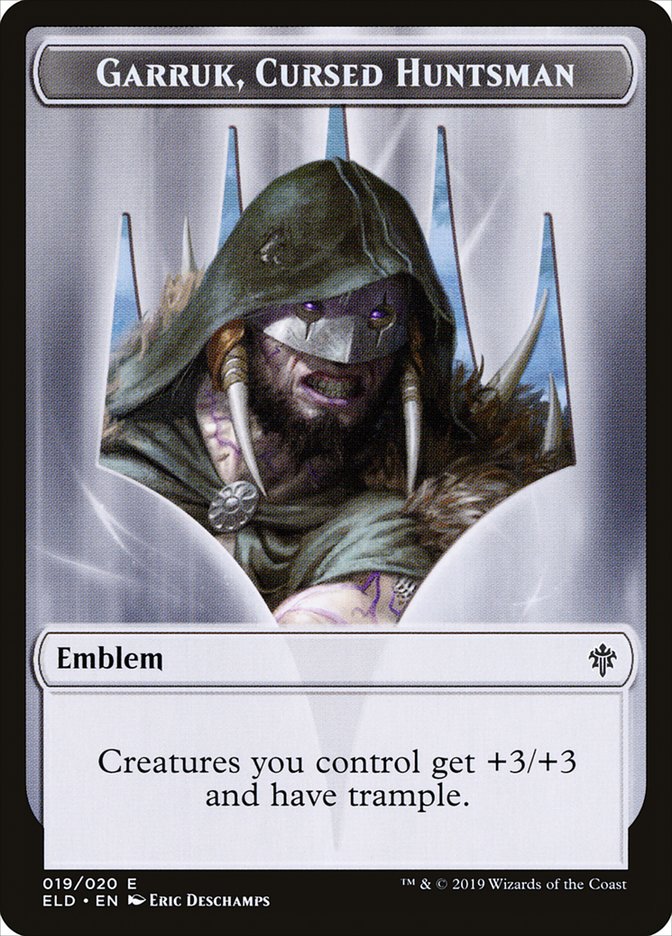 Garruk, Cursed Huntsman Emblem [Throne of Eldraine Tokens] | PLUS EV GAMES 