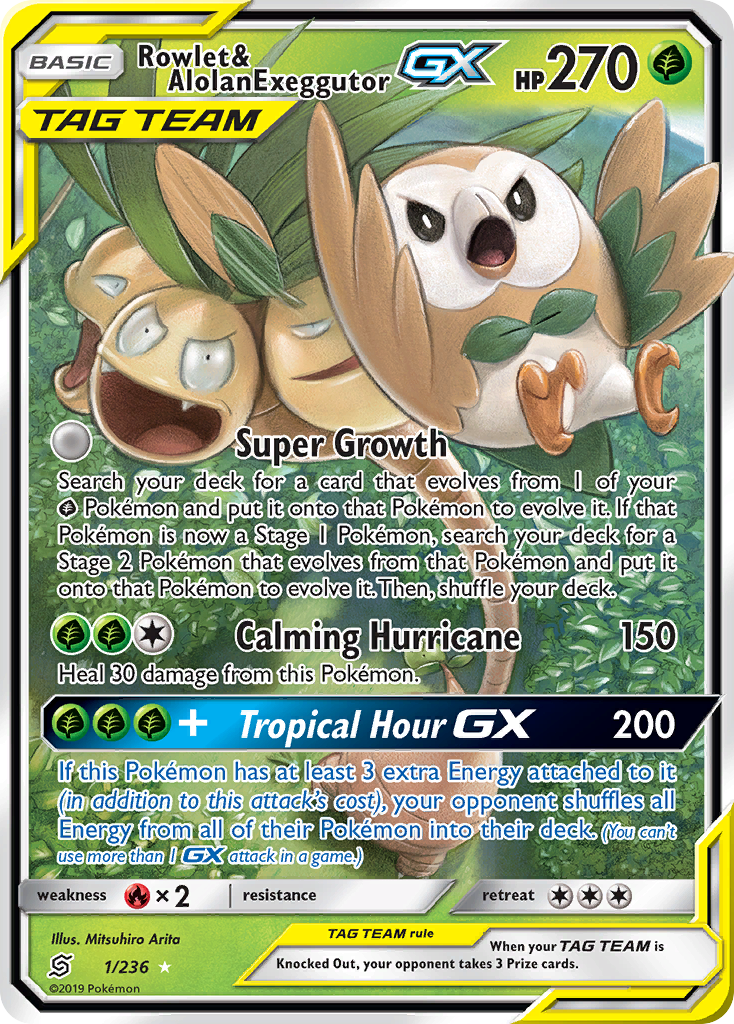 Rowlet & Alolan Exeggutor GX (1/236) [Sun & Moon: Unified Minds] | PLUS EV GAMES 