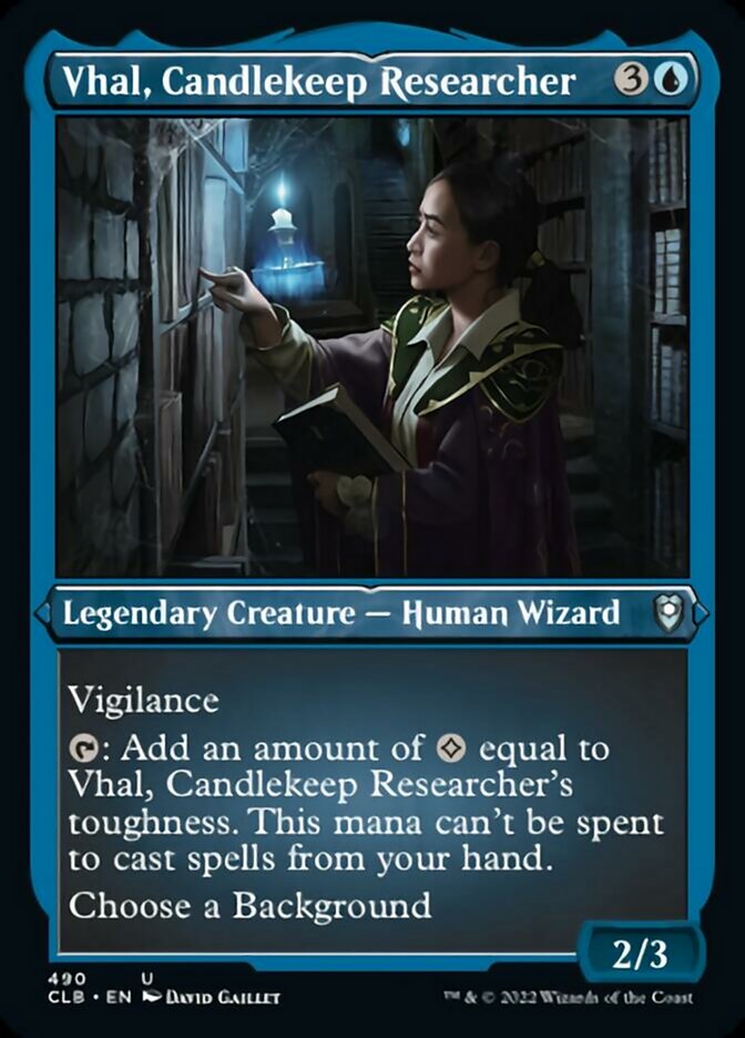 Vhal, Candlekeep Researcher (Foil Etched) [Commander Legends: Battle for Baldur's Gate] | PLUS EV GAMES 