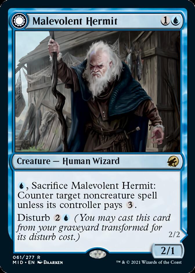 Malevolent Hermit // Benevolent Geist [Innistrad: Midnight Hunt] | PLUS EV GAMES 