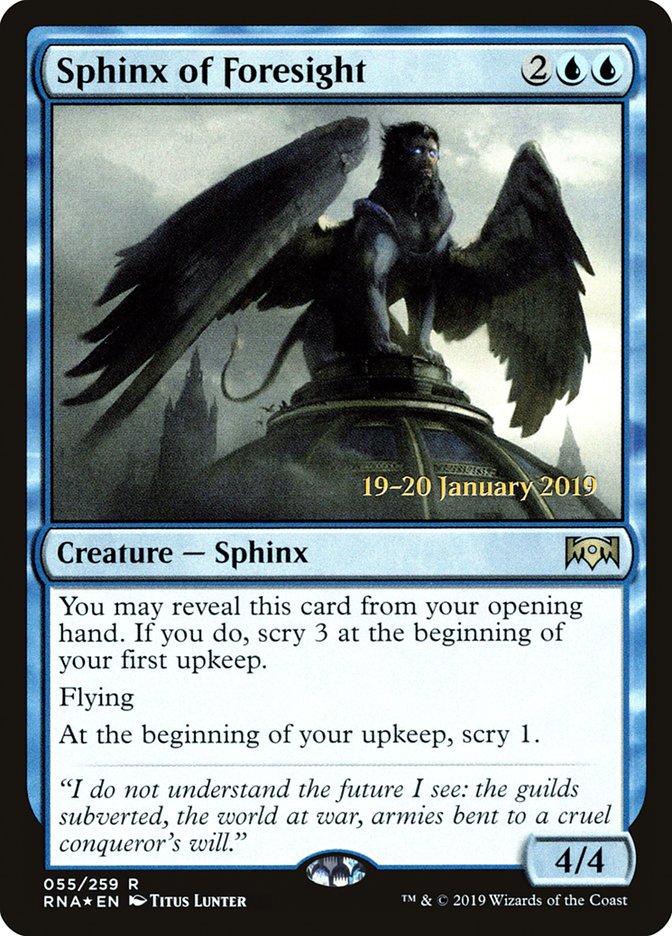 Sphinx of Foresight [Ravnica Allegiance Prerelease Promos] | PLUS EV GAMES 