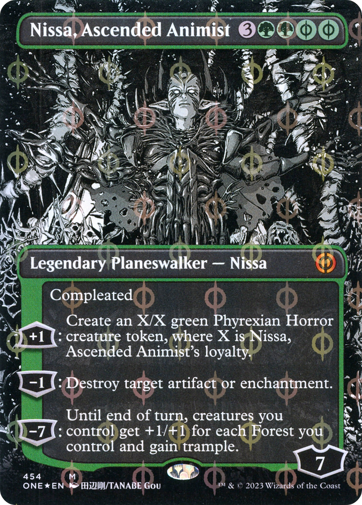 Nissa, Ascended Animist (Borderless Manga Step-and-Compleat Foil) [Phyrexia: All Will Be One] | PLUS EV GAMES 