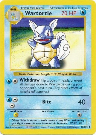 Wartortle (42/102) [Base Set (Shadowless)] | PLUS EV GAMES 