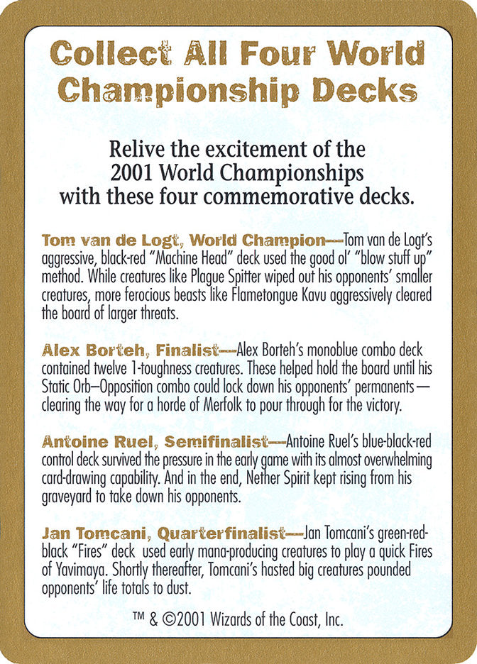 2001 World Championships Ad [World Championship Decks 2001] | PLUS EV GAMES 