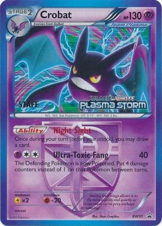 Crobat Team Plasma (BW51) (Staff Prerelease Promo) [Black & White: Black Star Promos] | PLUS EV GAMES 