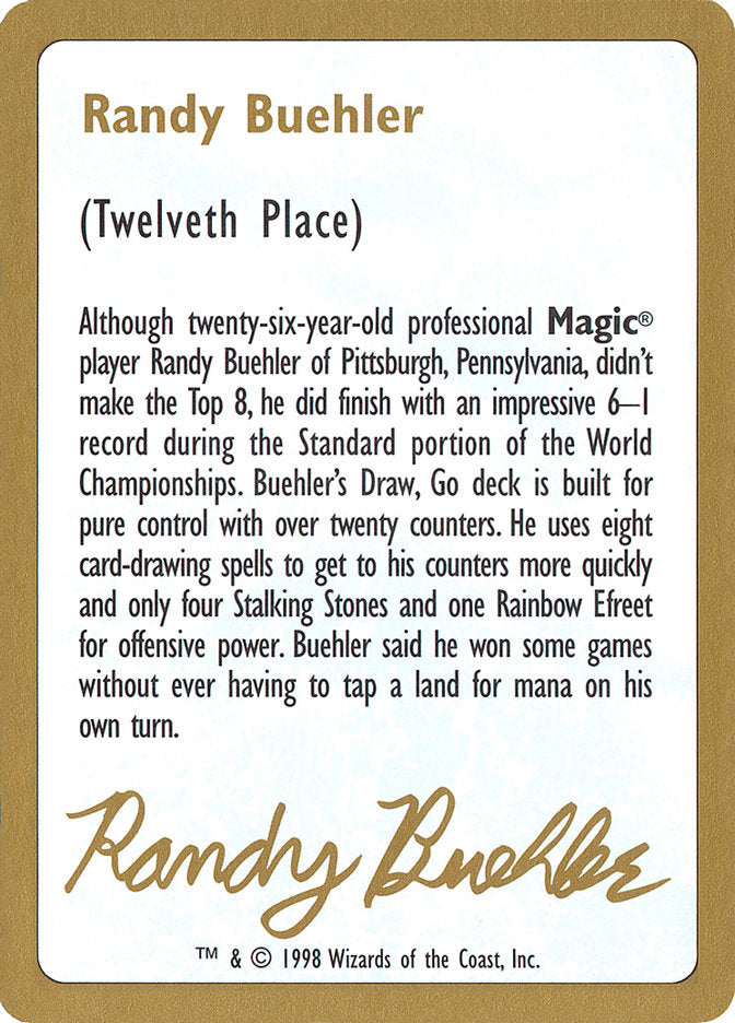 Randy Buehler Bio [World Championship Decks 1998] | PLUS EV GAMES 