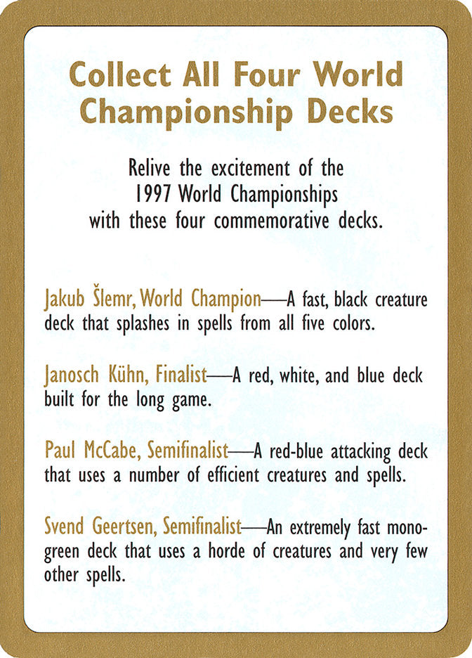 1997 World Championships Ad [World Championship Decks 1997] | PLUS EV GAMES 
