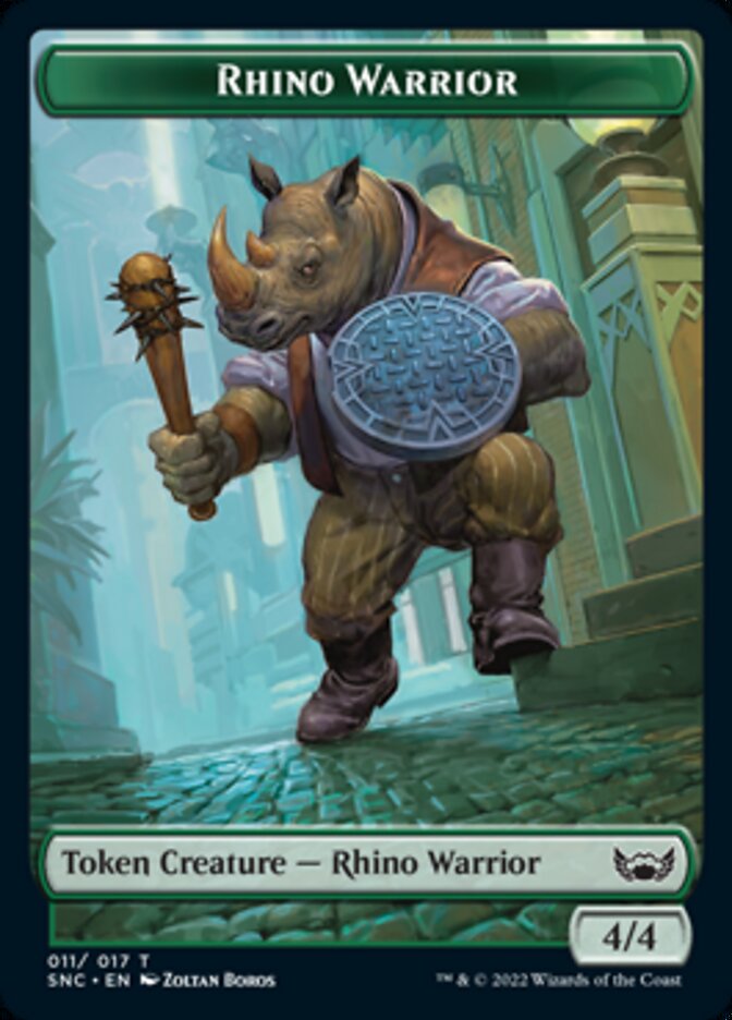 Cat // Rhino Warrior Double-sided Token [Streets of New Capenna Tokens] | PLUS EV GAMES 