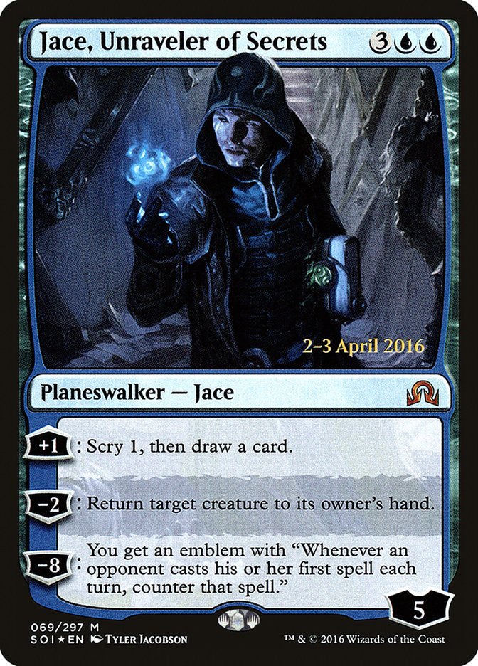 Jace, Unraveler of Secrets [Shadows over Innistrad Prerelease Promos] | PLUS EV GAMES 